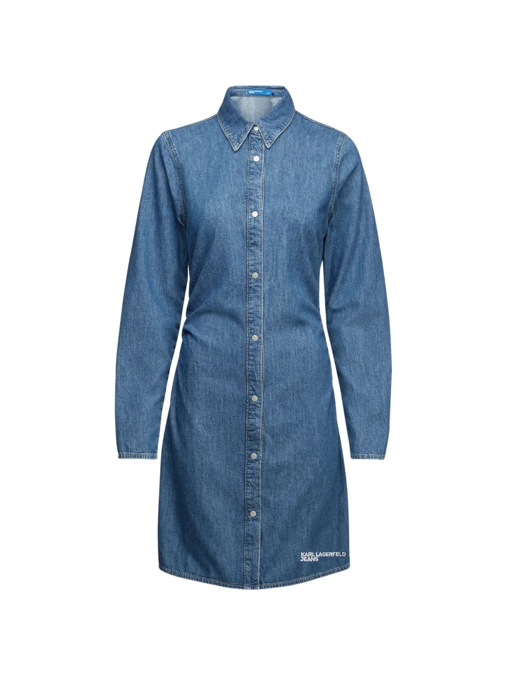 Karl Lagerfeld Jeans gathered denim mini shirt dress - Blu