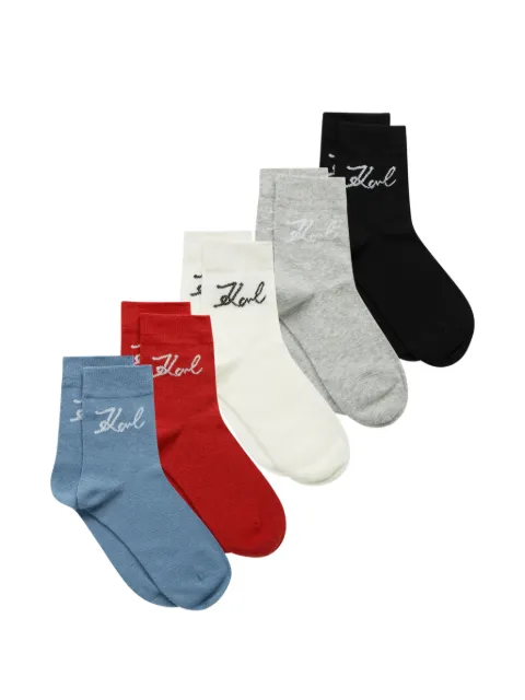 Karl Lagerfeld ribbed-cuffs socks (set of five)