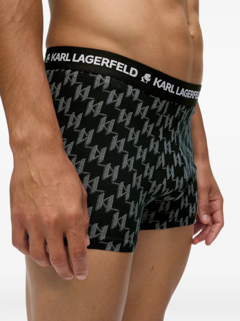 Karl Lagerfeld Drie boxershrots met monogram Zwart