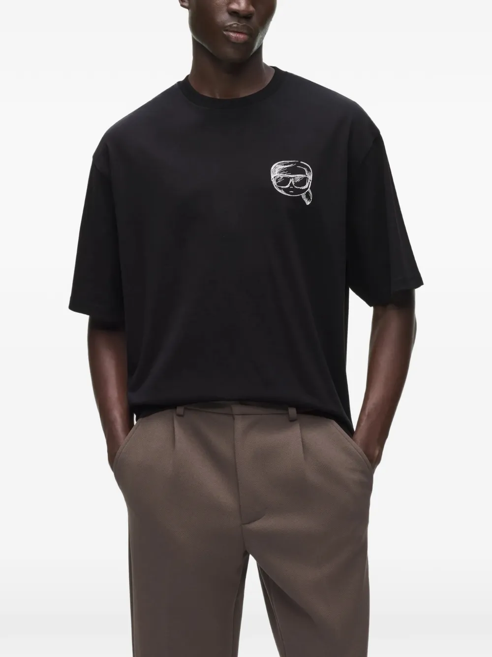 Karl Lagerfeld Ikon sketch T-shirt Zwart