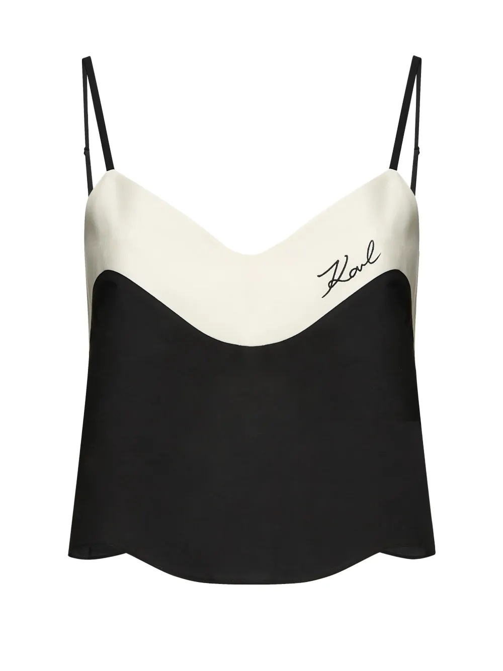 Karl Lagerfeld Top Signature con orlo a smerlo - Nero