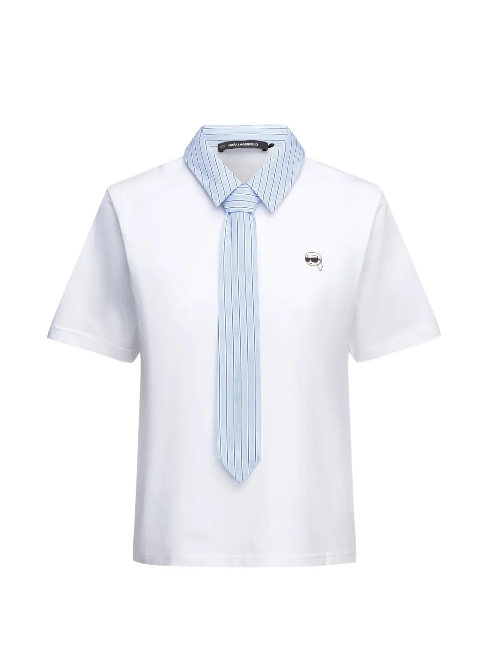 Karl Lagerfeld Polo Ikon con colletto e cravatta - Bianco