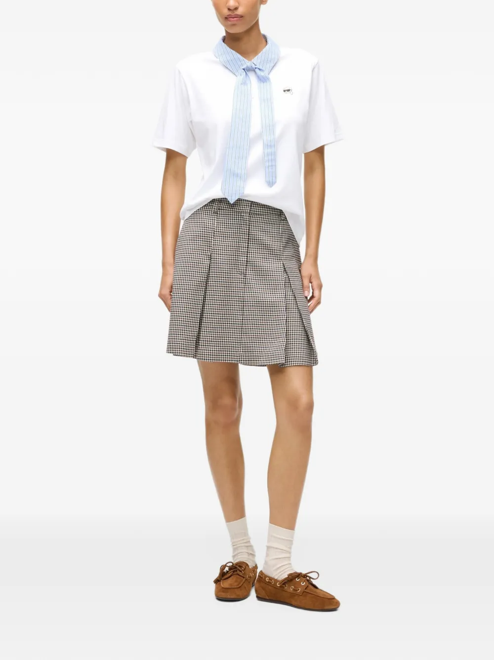 Karl Lagerfeld Ikon collar and tie polo shirt Wit