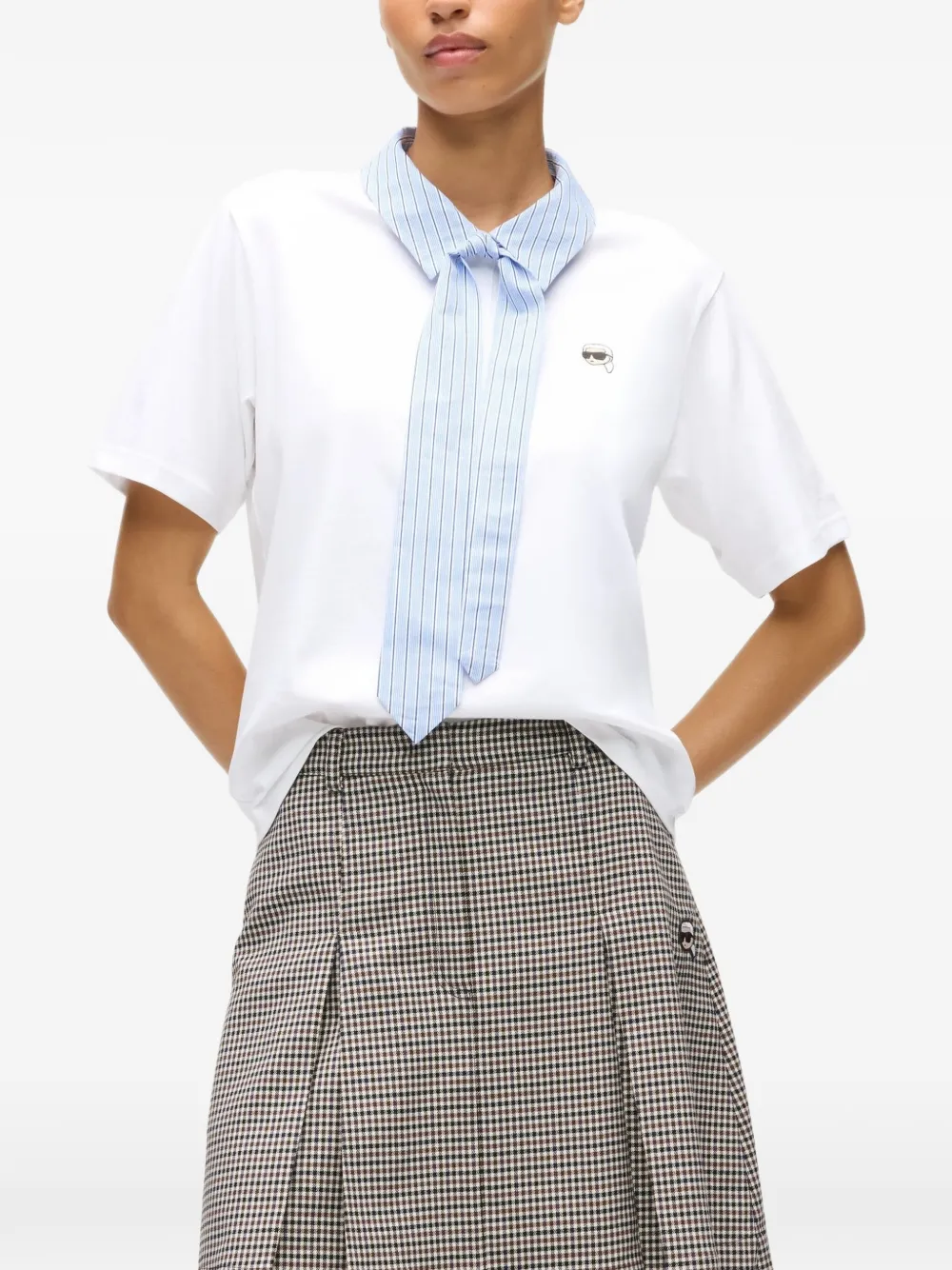 Karl Lagerfeld Ikon collar and tie polo shirt Wit