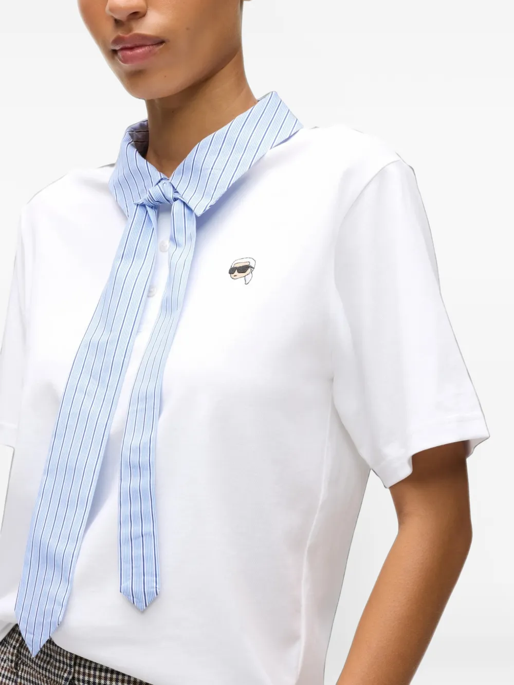 Karl Lagerfeld Ikon collar and tie polo shirt Wit