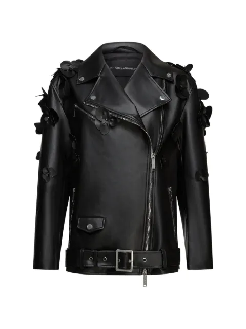 Karl Lagerfeld veste de moto à applique fleur