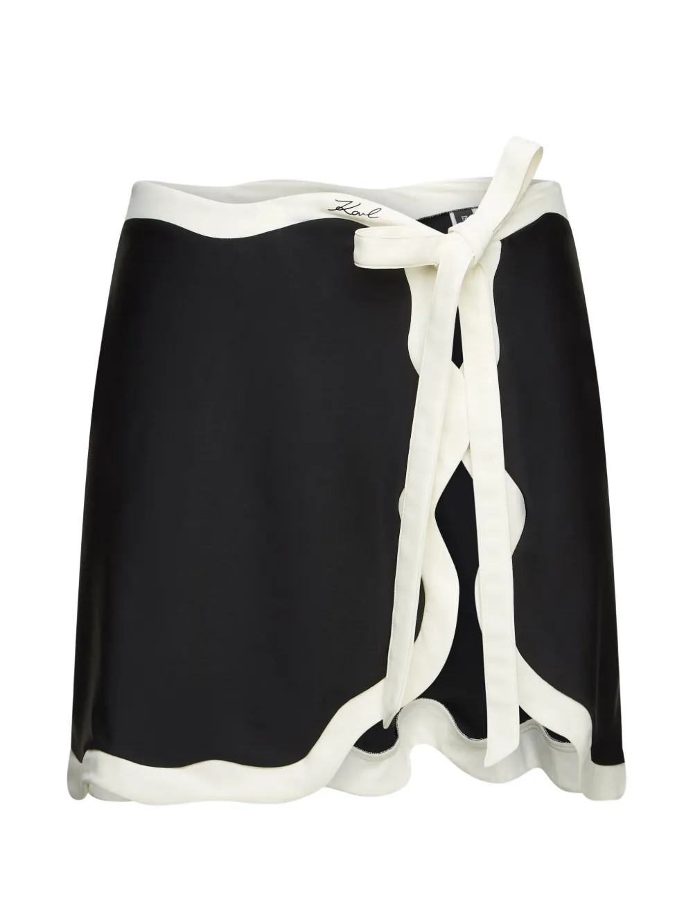 Karl Lagerfeld Signature scallop pareo - Schwarz
