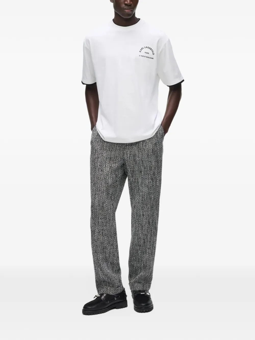 Karl Lagerfeld 21 Rue St-Guillaume double-collar T-shirt Wit