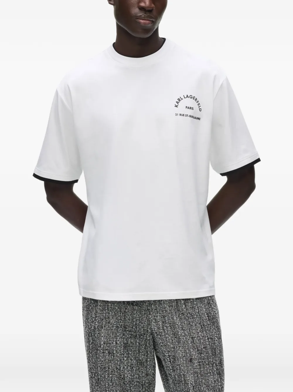 Karl Lagerfeld 21 Rue St-Guillaume double-collar T-shirt Wit