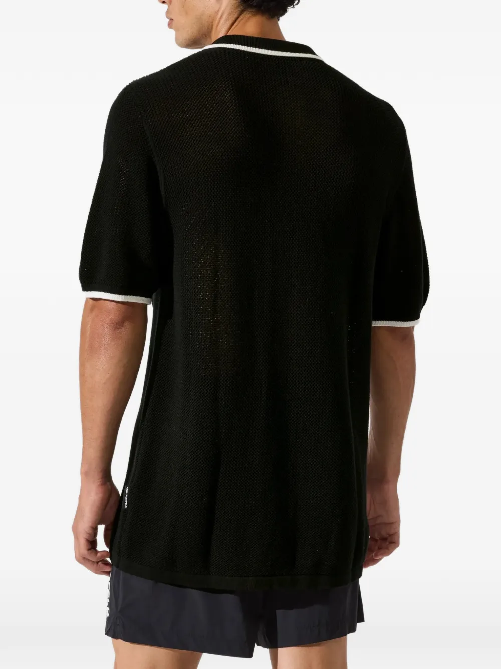 Karl Lagerfeld monogram-pin crochet shirt Zwart