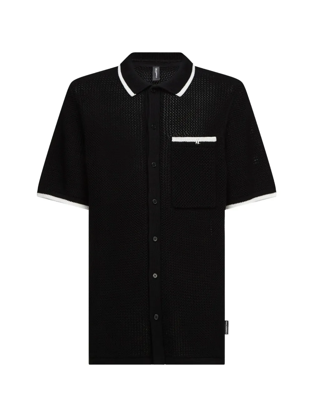 Karl Lagerfeld monogram-pin crochet shirt Zwart