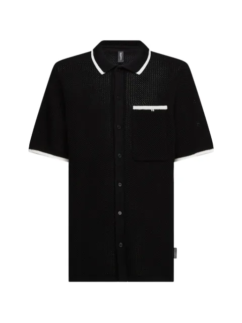 Karl Lagerfeld monogram-pin crochet shirt