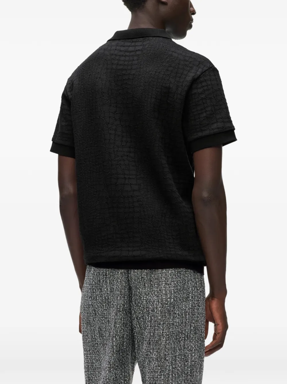 Karl Lagerfeld croco-effect T-shirt Zwart