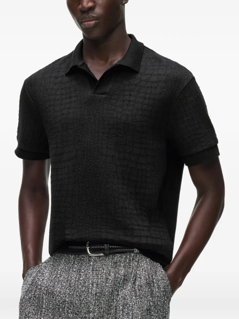 Karl Lagerfeld croco-effect T-shirt Zwart