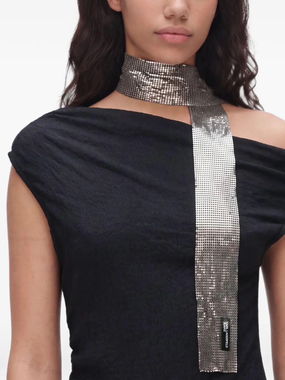 Karl Lagerfeld Jeans Sjaal met maliën-effect Zilver
