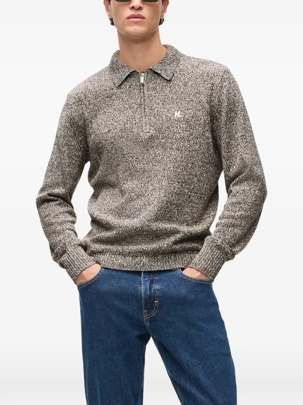 Karl Lagerfeld zip-fastening long-sleeve polo shirt Bruin