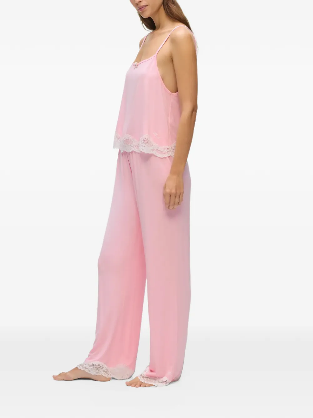 Karl Lagerfeld lace-trim pajamas set Roze