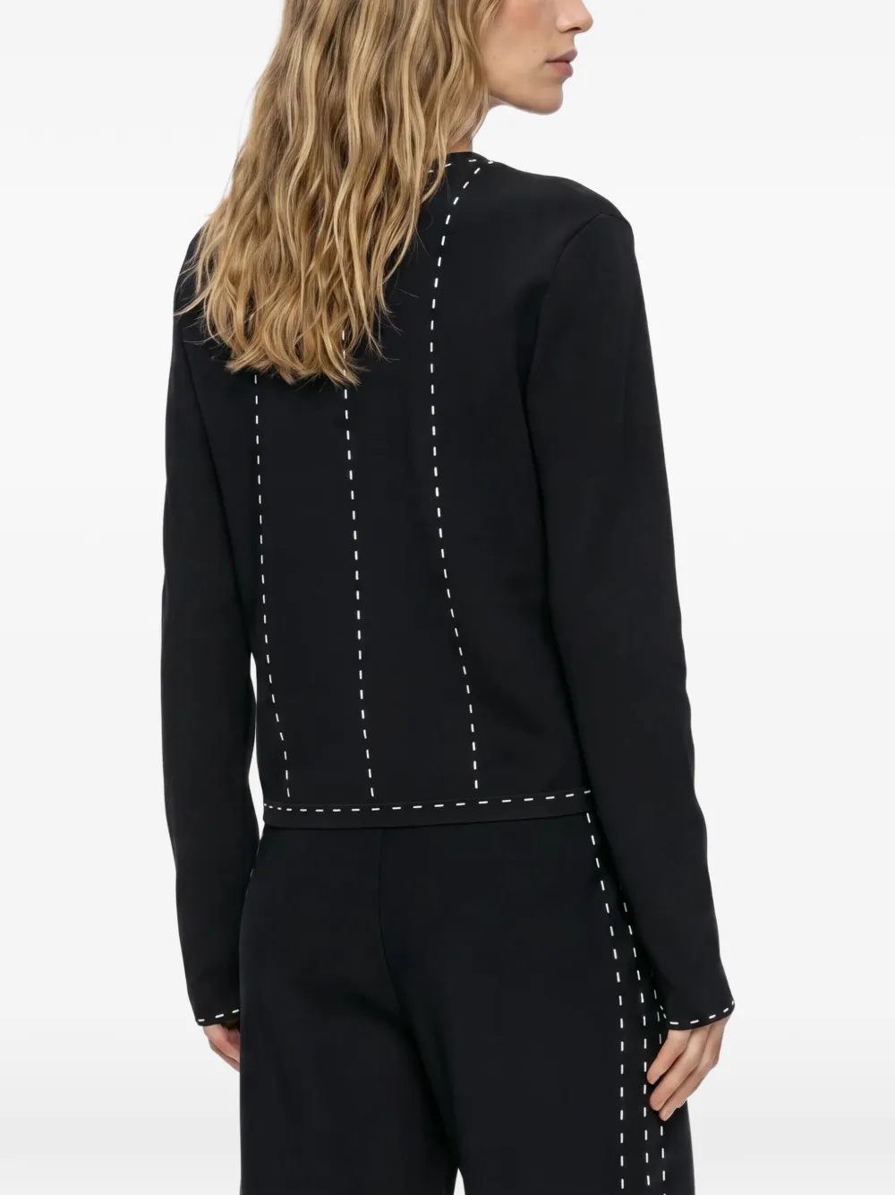 Karl Lagerfeld contrast-stitch cardigan Zwart