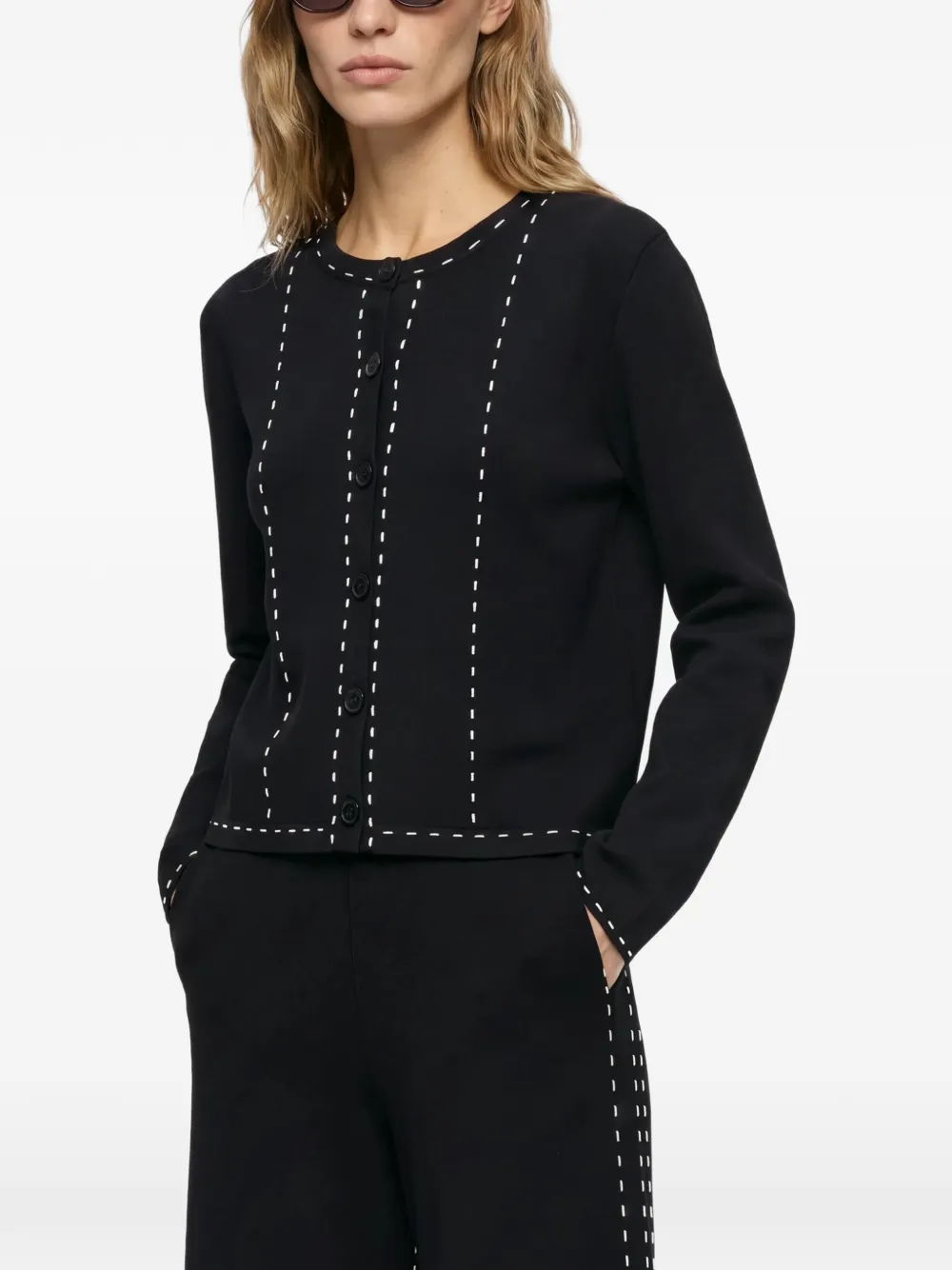 Karl Lagerfeld contrast-stitch cardigan Zwart