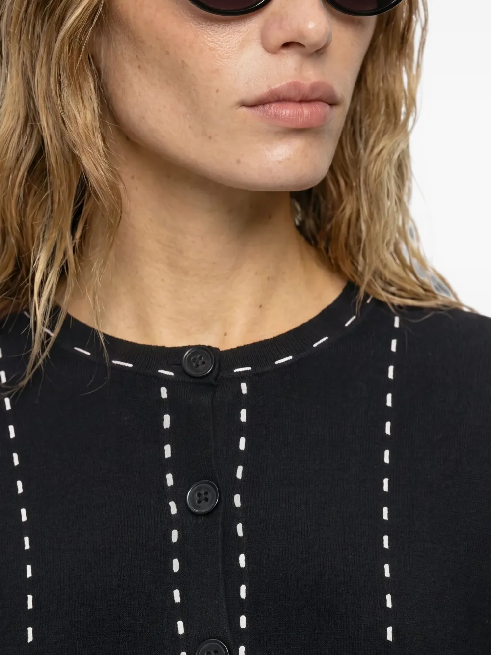 Karl Lagerfeld contrast-stitch cardigan Zwart