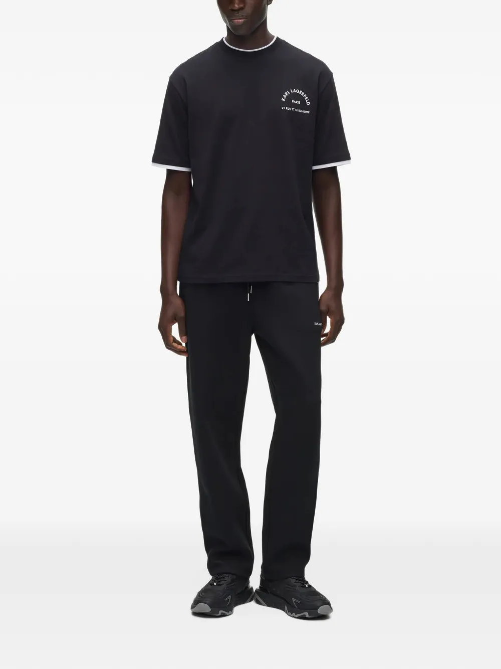 Karl Lagerfeld Rue St-Guillaume double-collar T-shirt Zwart