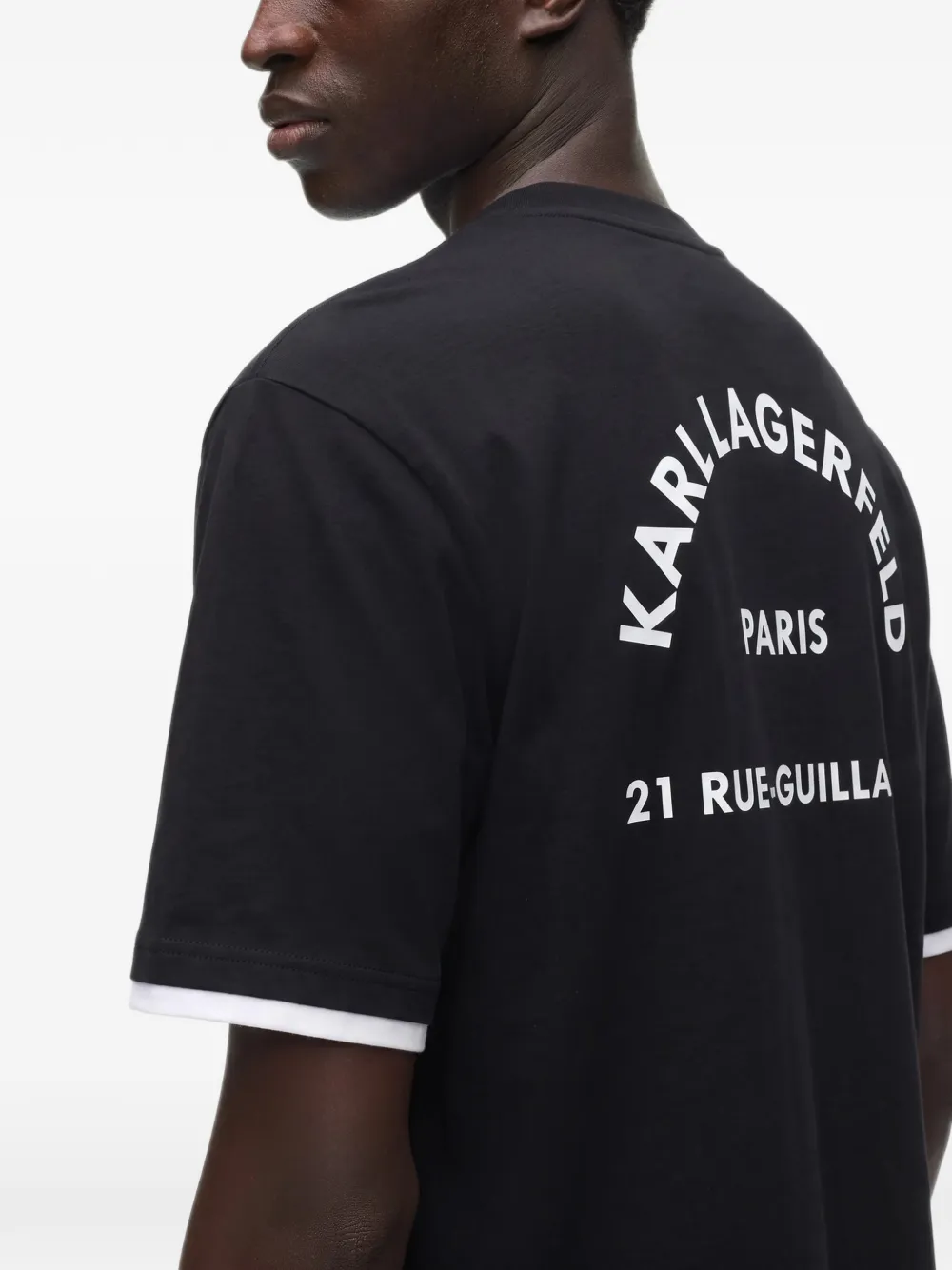 Karl Lagerfeld Rue St-Guillaume double-collar T-shirt Zwart