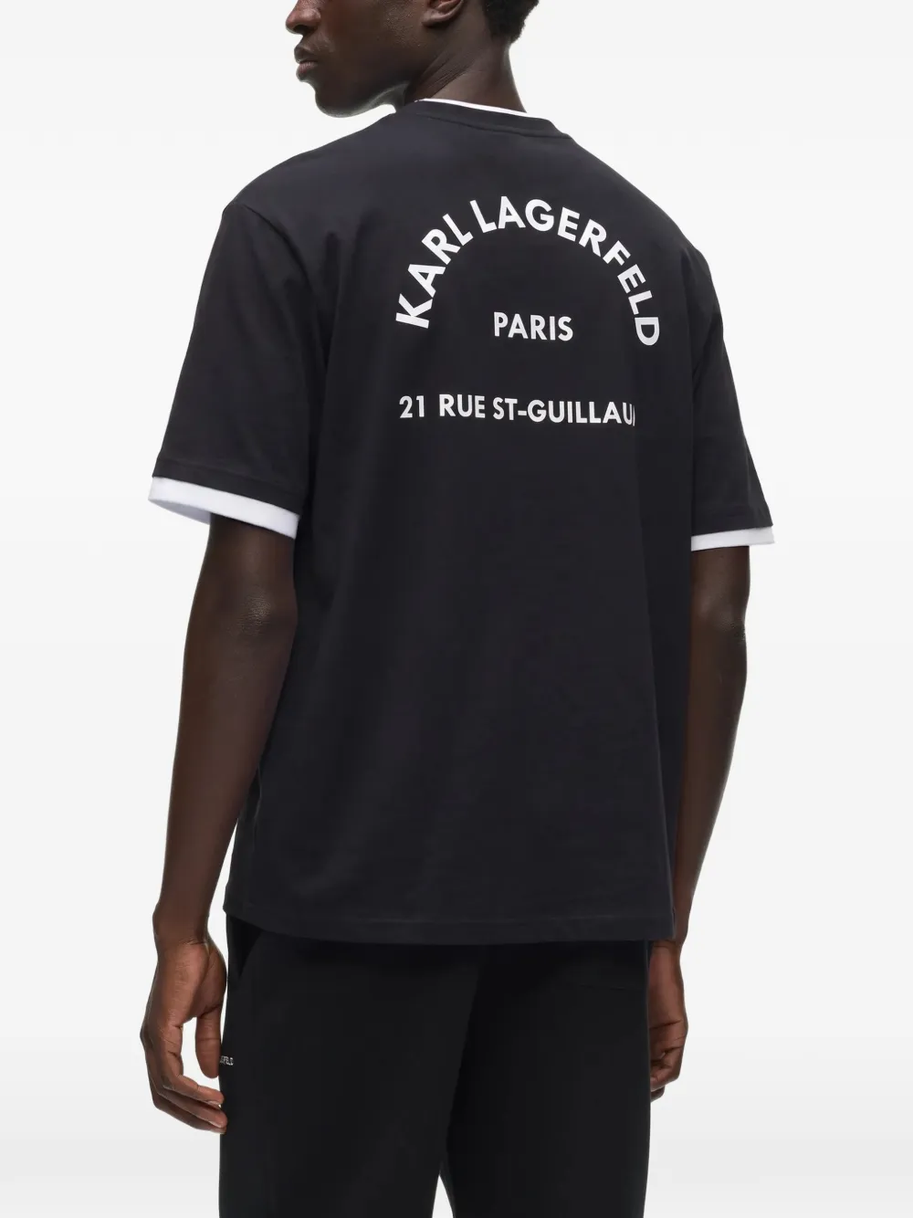 Karl Lagerfeld Rue St-Guillaume double-collar T-shirt Zwart