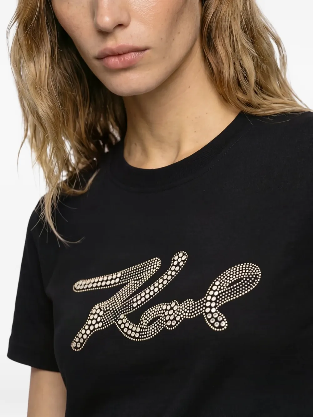 Karl Lagerfeld rhinestone-embellished T-shirt Zwart