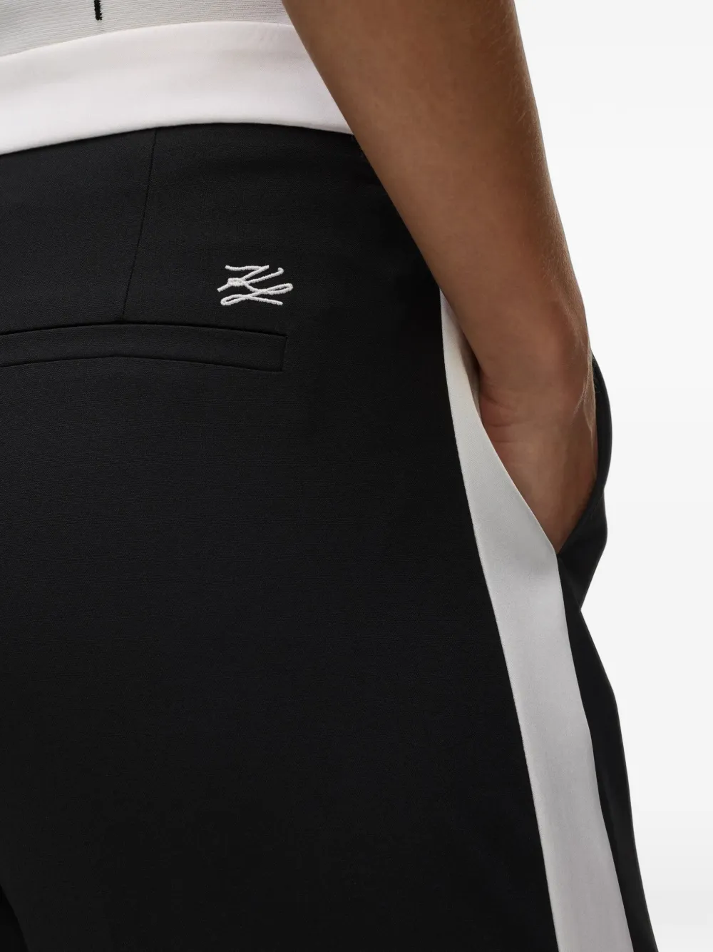 Karl Lagerfeld contrast-satin tailored trousers Zwart