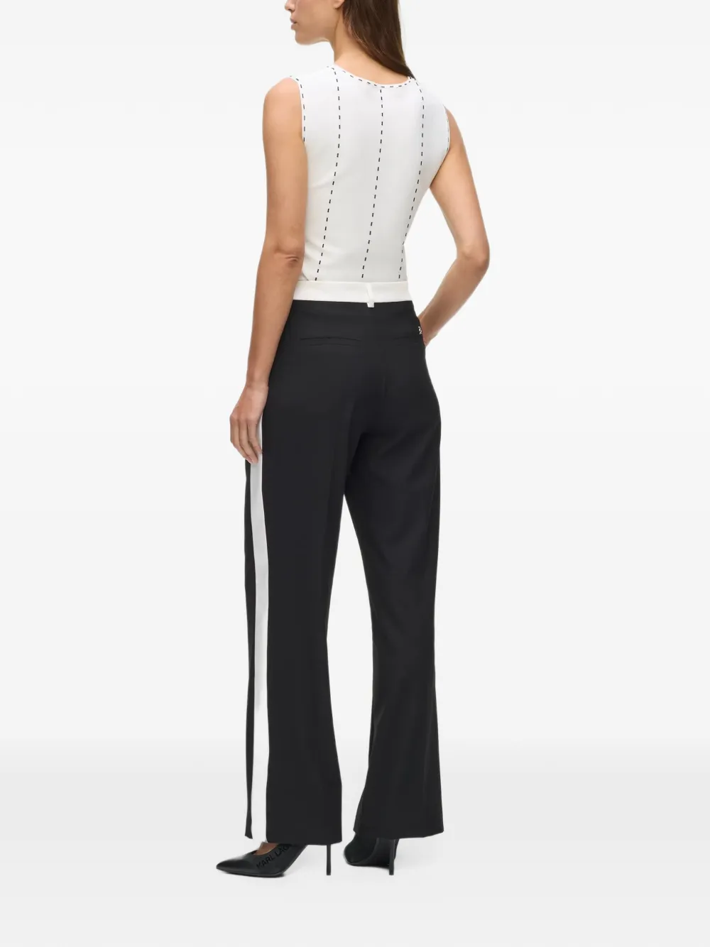 Karl Lagerfeld contrast-satin tailored trousers Zwart