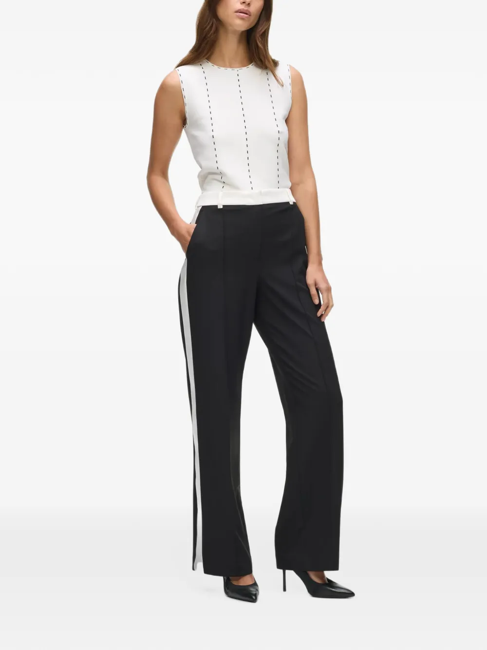 Karl Lagerfeld contrast-satin tailored trousers Zwart