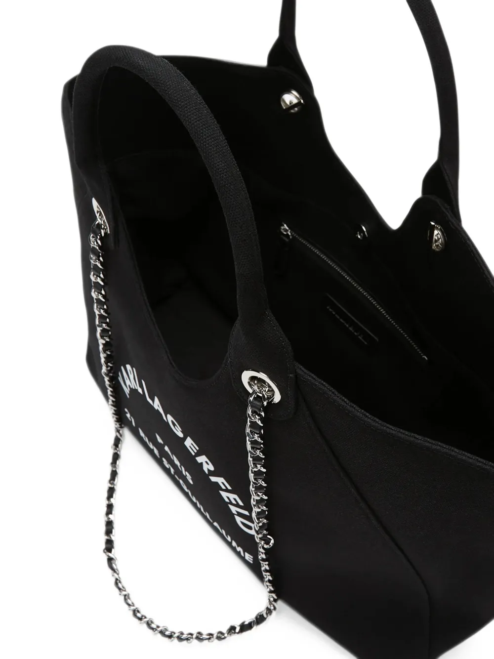 Karl Lagerfeld Rue St-Guillaume chain tote bag Zwart
