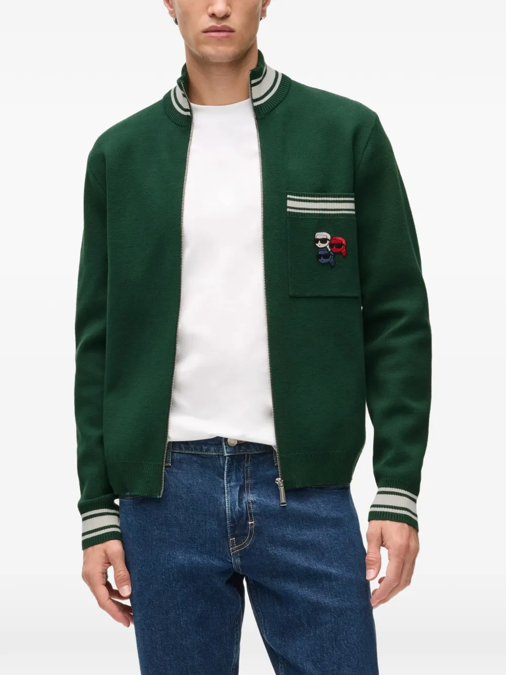 Karl Lagerfeld Ikon knitted zip-up jacket Groen