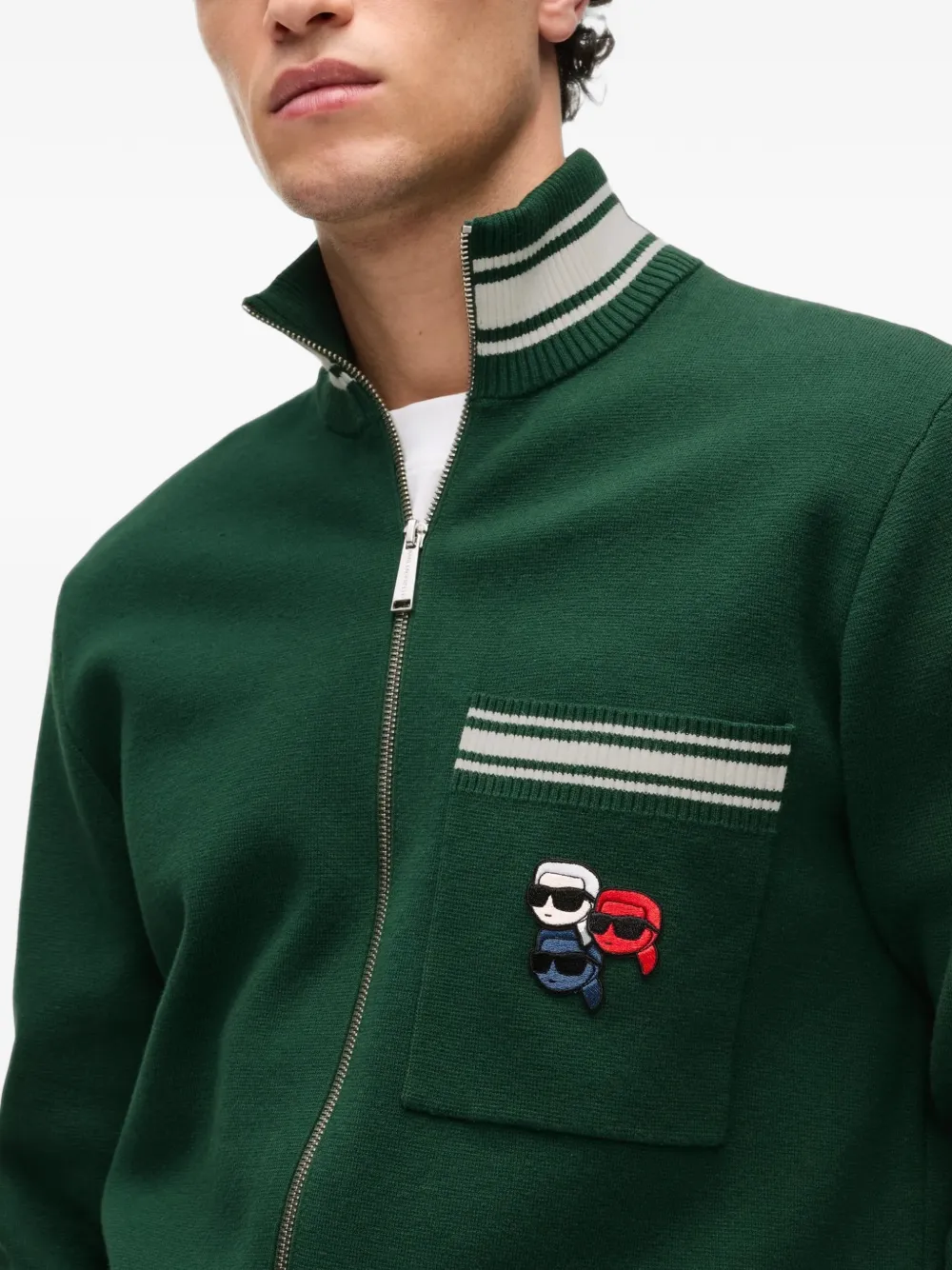 Karl Lagerfeld Ikon knitted zip-up jacket Groen