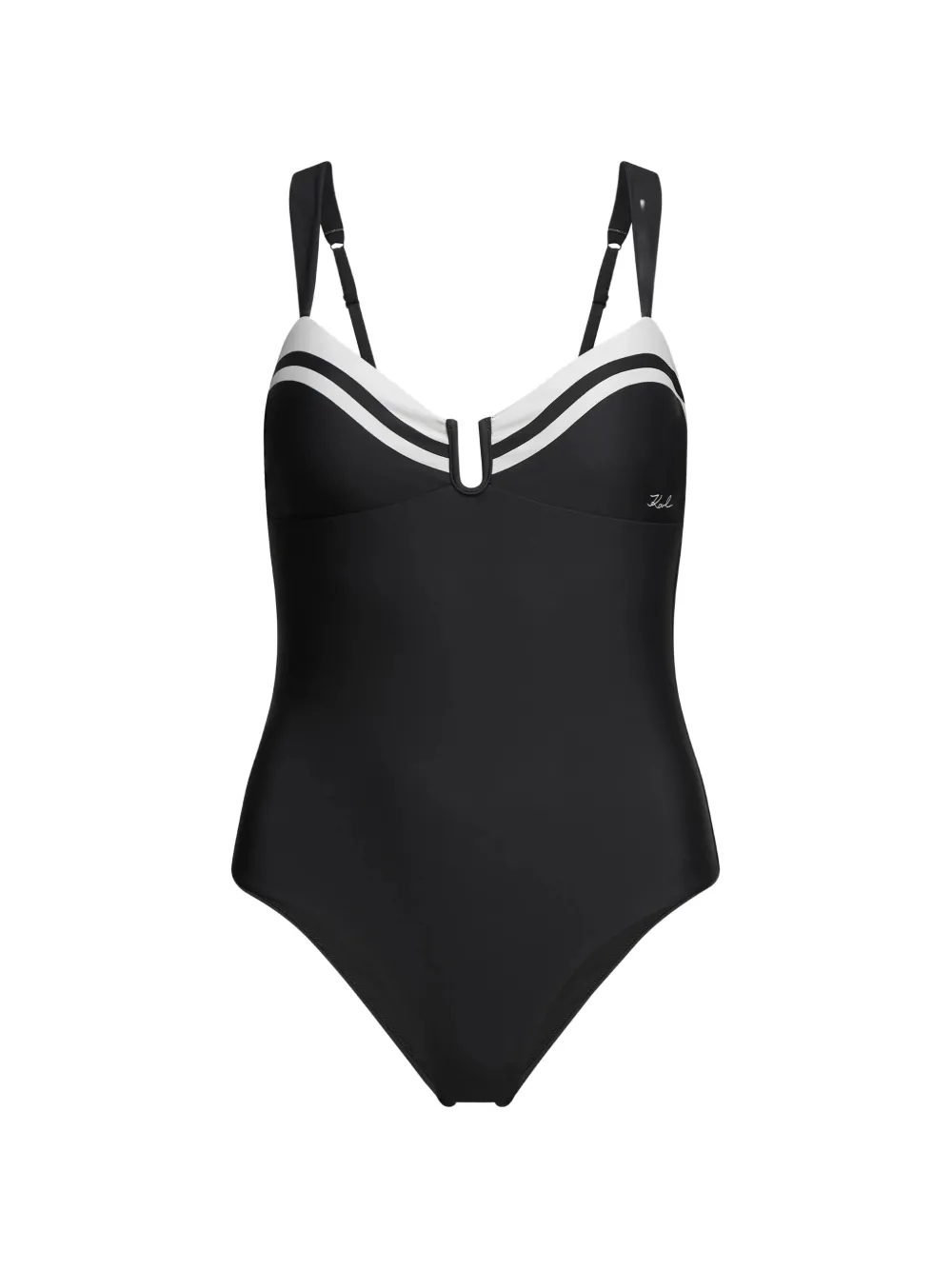 Karl Lagerfeld contrast-trim swimsuit - Schwarz