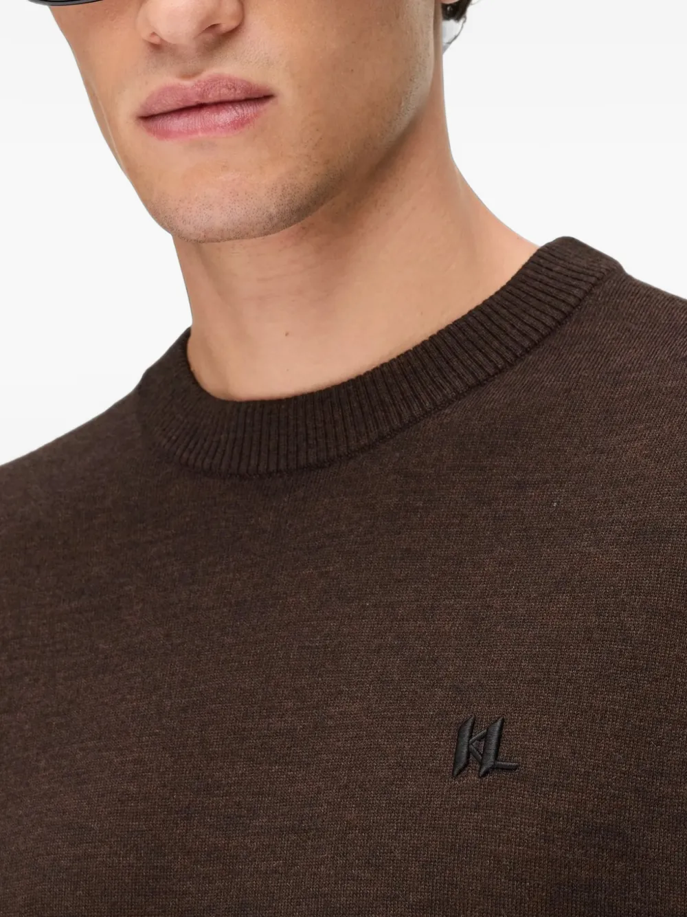 Karl Lagerfeld monogram merino-wool T-shirt Bruin
