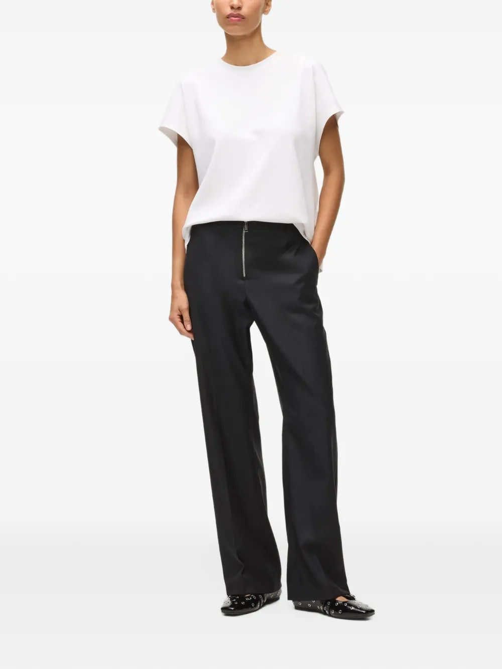 Karl Lagerfeld exposed zip tailored pants Zwart