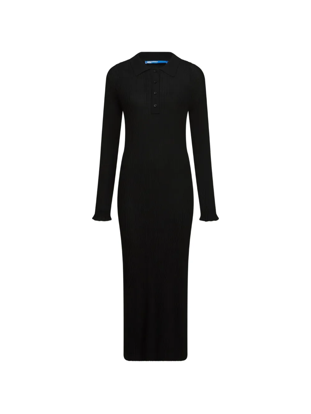 Karl Lagerfeld Jeans ribbed-knit polo-collar midi dress - Nero