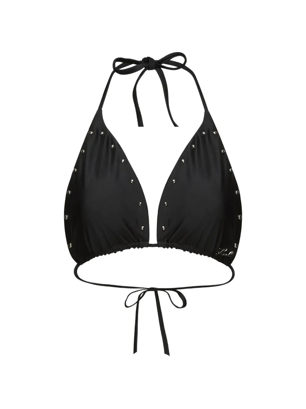 Karl Lagerfeld Signature studded bikini top Zwart