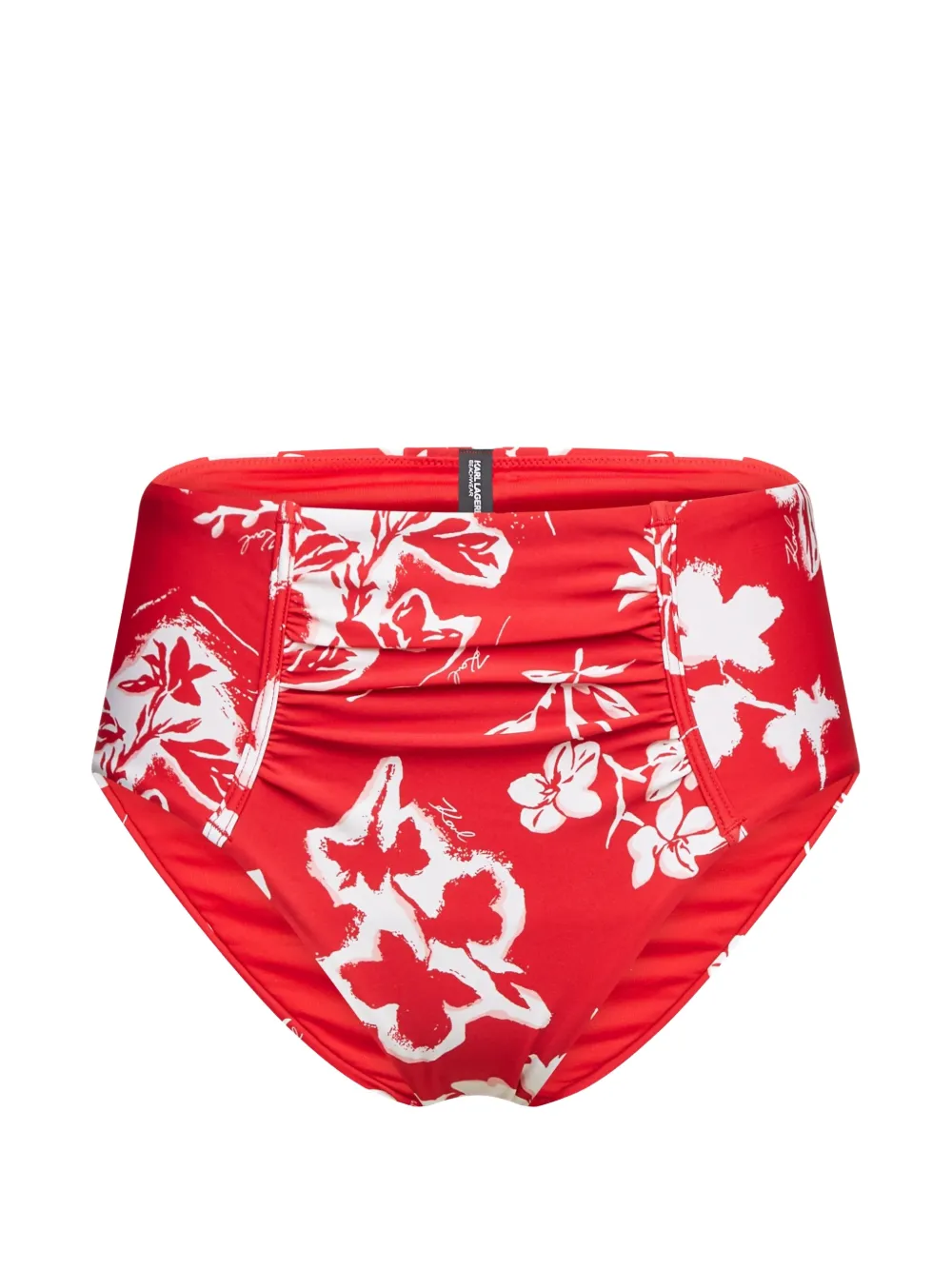 Karl Lagerfeld Signature ruched bikini bottoms Rood