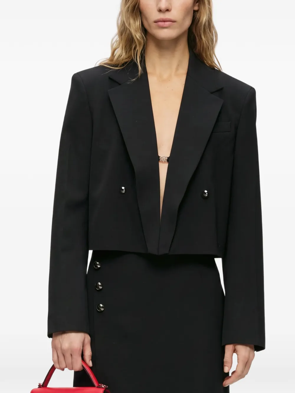 Karl Lagerfeld cropped double-breasted blazer Zwart