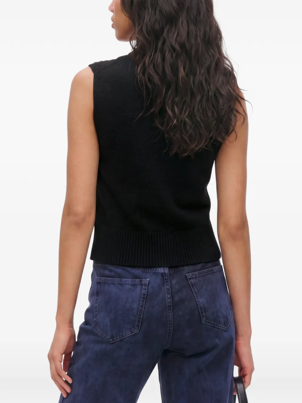 Karl Lagerfeld Jeans cable-knit zip-up top Zwart