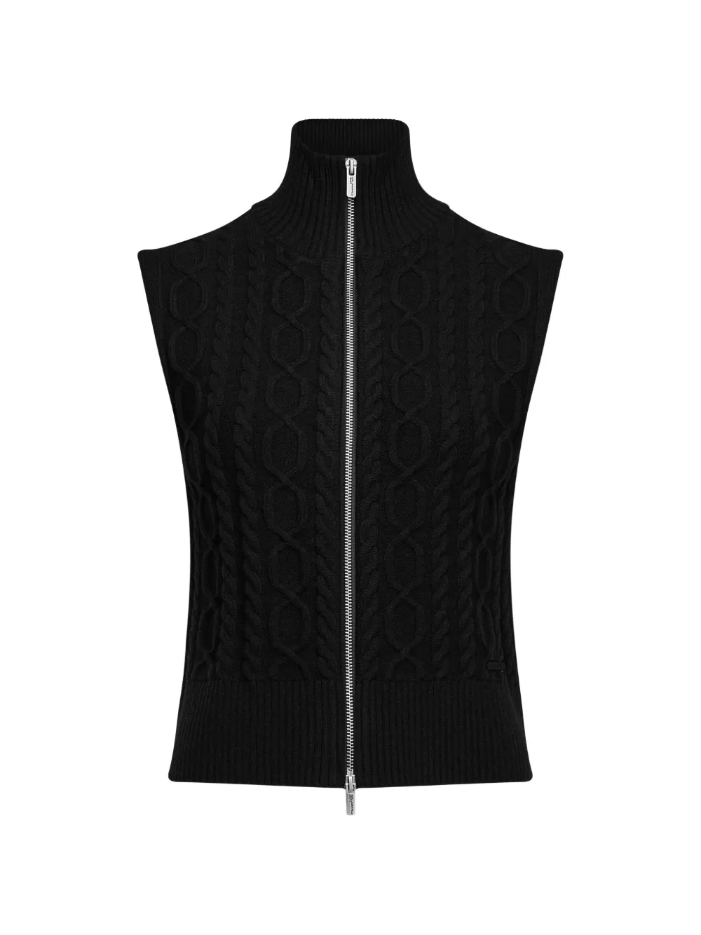 Karl Lagerfeld Jeans cable-knit zip-up top Zwart