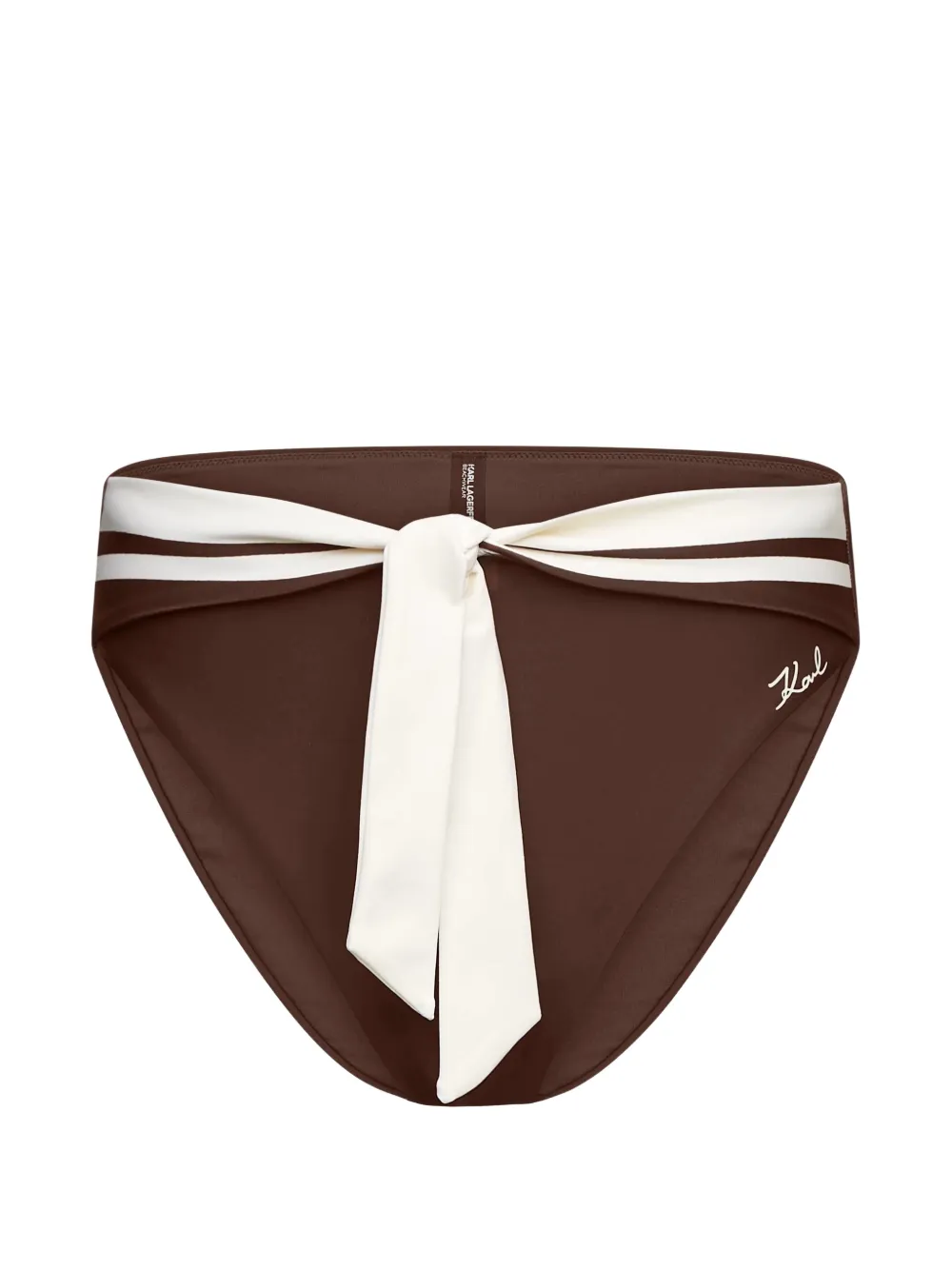 Karl Lagerfeld Signature contrast-trim bikini bottoms - Braun