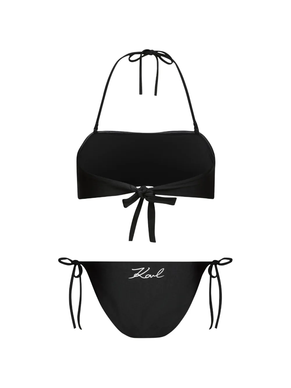 Karl Lagerfeld Signature bandeau bikini set Zwart