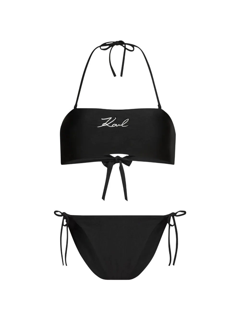 Karl Lagerfeld Signature bandeau bikini set - Schwarz
