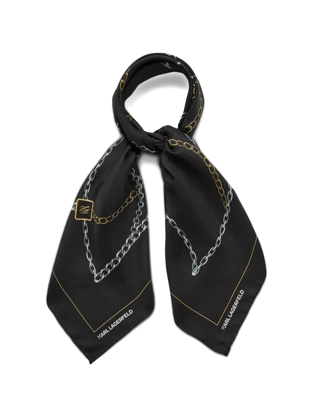 Karl Lagerfeld K Autograph chain-print scarf Zwart
