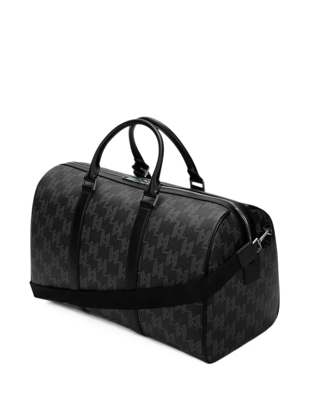 Karl Lagerfeld Borsa Weekender in tela con monogramma - Nero