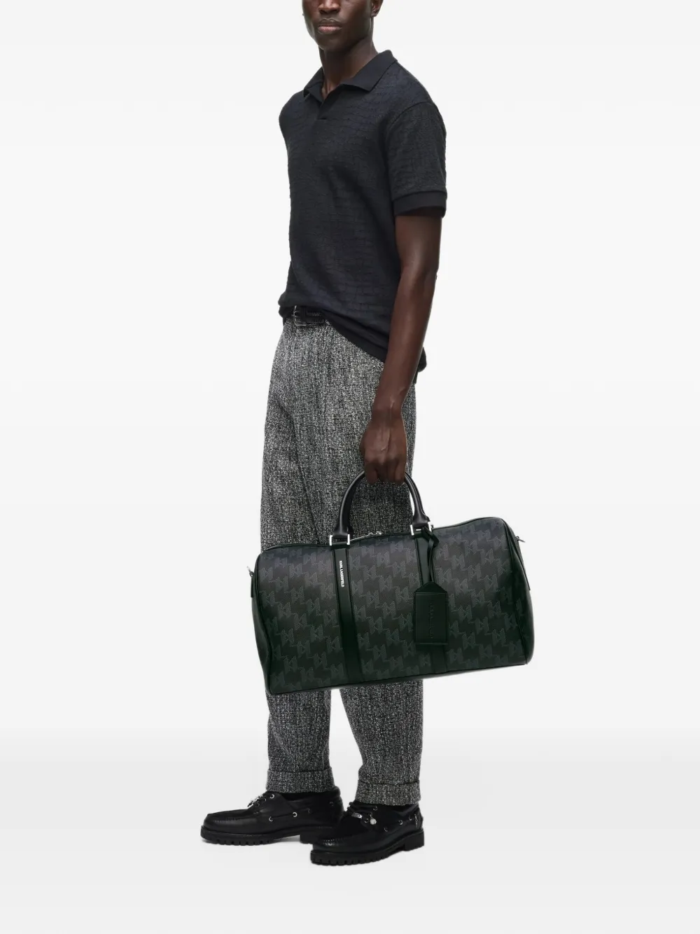 Karl Lagerfeld monogram-canvas weekender bag Zwart