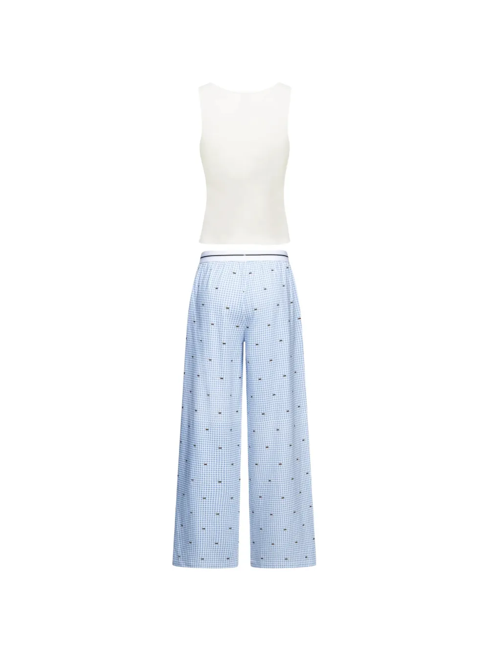 Karl Lagerfeld Ikon gingham pajama set Wit